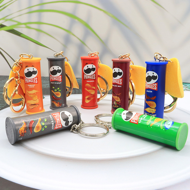 Gaming Console Keychain - พวงกุญแจรูปมันฝรั่งทอด - ของตกแต่งแขวนรูปขนมมันฝรั่งทอดทำจากเรซิ่นเหมือนจริง - ที่แขวนมินิรูปถังมันฝรั่งทอด