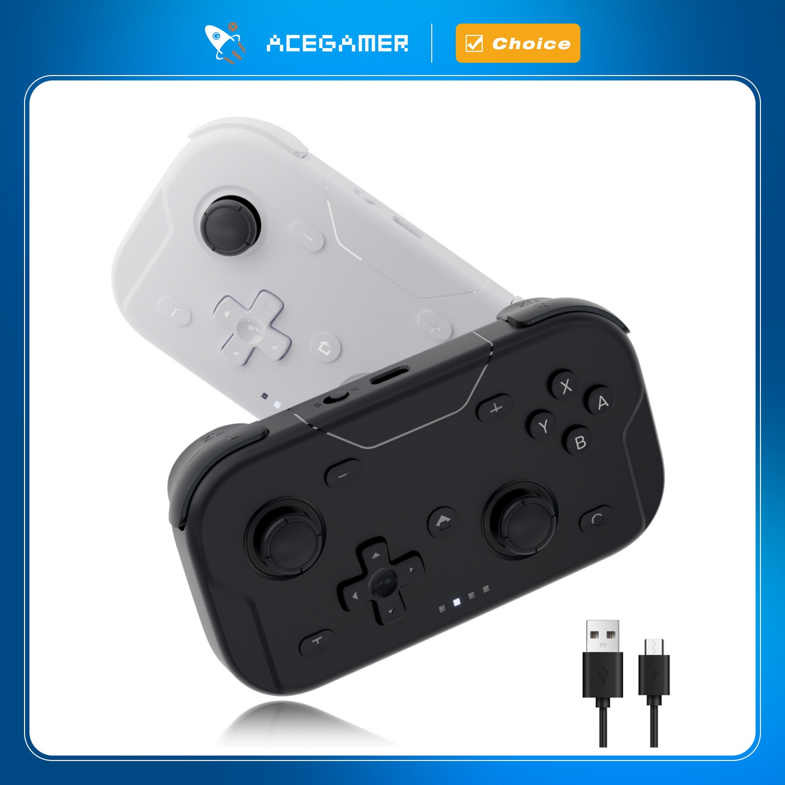 Gaming Console For Phone - เอซเกมเมอร์ กระเป๋าเกมคอนโทรลเลอร์แบบพกพาฮอลล์จอยสติ๊กบลูทูธ 1000 เฮิร์ตเกมแพดสำหรับสวิทช์/สวิทช์ 2/Android/iOS/PC/สตีมเด็ค