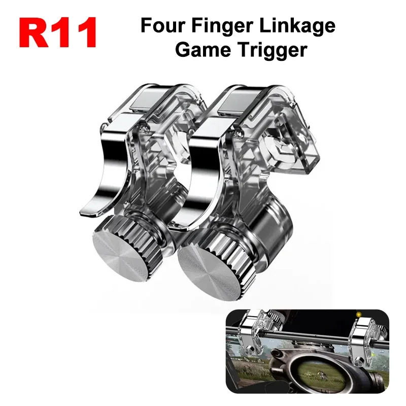 Gaming Console For Phone - R11 โทรศัพท์มือถือPUBGเกมTrigger 4 นิ้วAimยิงฟรีFire L1R1 Gamepad